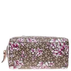 Pre Owned DKNY Pink/Brown Coated Canvas And Leather Bryant Park Satchel