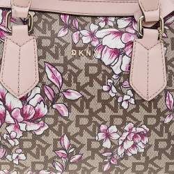 Pre Owned DKNY Pink/Brown Coated Canvas And Leather Bryant Park Satchel