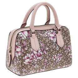 Pre Owned DKNY Pink/Brown Coated Canvas And Leather Bryant Park Satchel