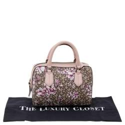 Pre Owned DKNY Pink/Brown Coated Canvas And Leather Bryant Park Satchel