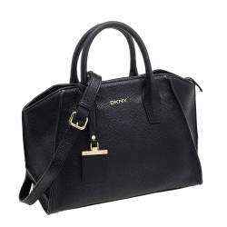 Pre Owned حقيبة ساتشل دي كي أن واي شلسي جلد أسود