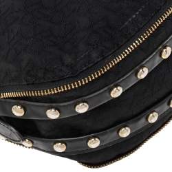 Pre Owned Dkny Black Leather And Monogram Canvas Hobo