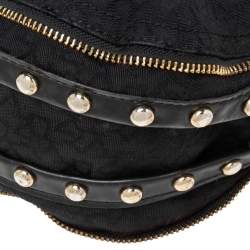 Pre Owned Dkny Black Leather And Monogram Canvas Hobo