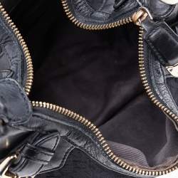 Pre Owned Dkny Black Leather And Monogram Canvas Hobo