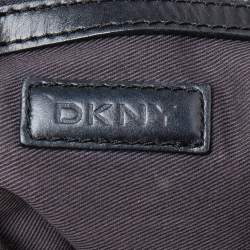 Pre Owned Dkny Black Leather And Monogram Canvas Hobo