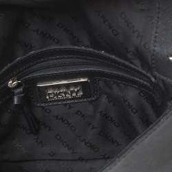 Pre Owned DKNY Black Saffiano Leather Logo Flap Shoulder Bag