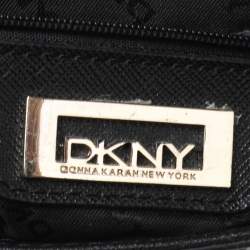 Pre Owned DKNY Black Saffiano Leather Logo Flap Shoulder Bag