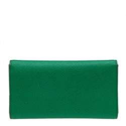 Pre Owned DKNY Green/Pink Leather Long Trifold Wallet