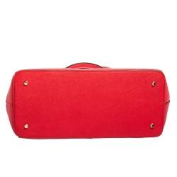 Pre Owned Dkny Red Saffiano Leather Double Zip Tote