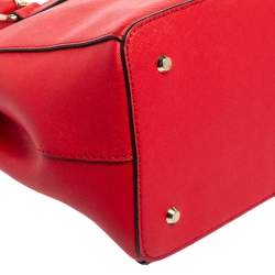 Pre Owned Dkny Red Saffiano Leather Double Zip Tote