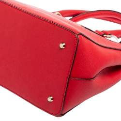 Pre Owned Dkny Red Saffiano Leather Double Zip Tote