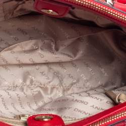 Pre Owned Dkny Red Saffiano Leather Double Zip Tote