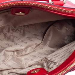 Pre Owned Dkny Red Saffiano Leather Double Zip Tote