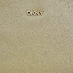 DKNY Metallic Gold Saffiano Leather Bryant Park Chain Tote