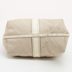 DKNY Light Beige/Cream Canvas and Leather Hobo