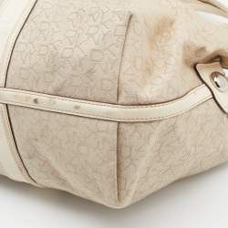 DKNY Light Beige/Cream Canvas and Leather Hobo