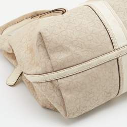 DKNY Light Beige/Cream Canvas and Leather Hobo