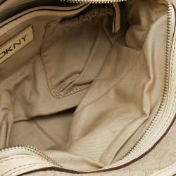 DKNY Light Beige/Cream Canvas and Leather Hobo