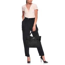 Pre Owned DKNY Black Monogram Canvas And Patent Leather Tote