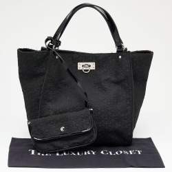 Pre Owned DKNY Black Monogram Canvas And Patent Leather Tote