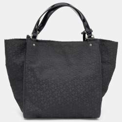 Pre Owned DKNY Black Monogram Canvas And Patent Leather Tote