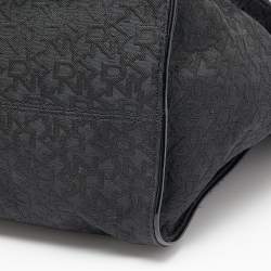Pre Owned DKNY Black Monogram Canvas And Patent Leather Tote
