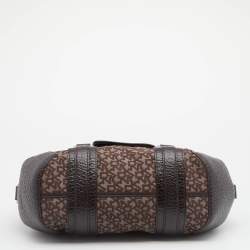 DKNY Dark Brown Monogram Canvas And Leather Satchel