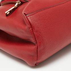Pre Owned DKNY Red Leather Bryant Park Front Pocket Satchel
