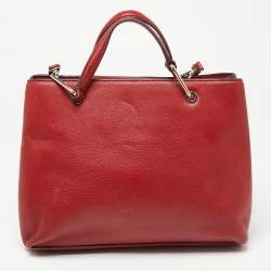 Pre Owned DKNY Red Leather Bryant Park Front Pocket Satchel