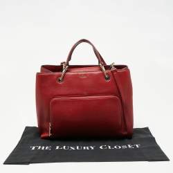 Pre Owned DKNY Red Leather Bryant Park Front Pocket Satchel