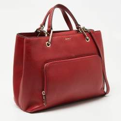 Pre Owned DKNY Red Leather Bryant Park Front Pocket Satchel