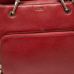 Pre Owned DKNY Red Leather Bryant Park Front Pocket Satchel