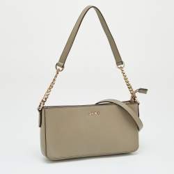 Pre Owned DKNY Grey Leather Bryant Park Crossbody Bag