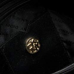 Pre Owned DKNY Black Signature Nylon and Croc Embossed Leather Tote