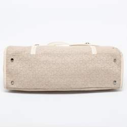 Pre Owned DKNY Off White Signature Canvas And Leather Satchel