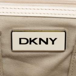 Pre Owned DKNY Off White Signature Canvas And Leather Satchel