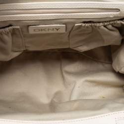 Pre Owned DKNY Off White Signature Canvas And Leather Satchel