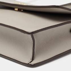 Pre Owned DKNY Grey Leather Bryant Park Flap Shoulder Bag