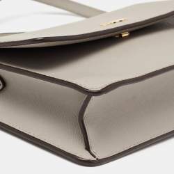 Pre Owned DKNY Grey Leather Bryant Park Flap Shoulder Bag