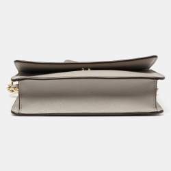 Pre Owned DKNY Grey Leather Bryant Park Flap Shoulder Bag