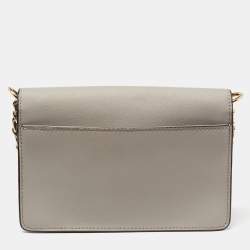 Pre Owned DKNY Grey Leather Bryant Park Flap Shoulder Bag