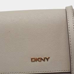 Pre Owned DKNY Grey Leather Bryant Park Flap Shoulder Bag