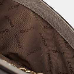 Pre Owned DKNY Grey Leather Bryant Park Flap Shoulder Bag