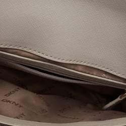 Pre Owned DKNY Grey Leather Bryant Park Flap Shoulder Bag