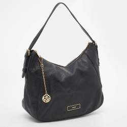 Pre Owned Dkny Black Leather Hobo