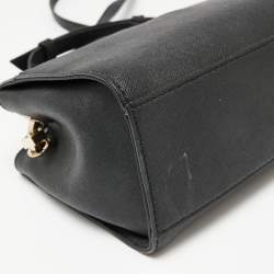 مملوكة مسبقًا DKNY Black Saffiano Leather Pocket Satchel