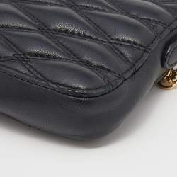 Pre Owned حقيبة كتف دي كيه إن واي جلد مبطن أسود