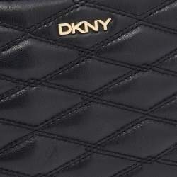 Pre Owned حقيبة كتف دي كيه إن واي جلد مبطن أسود