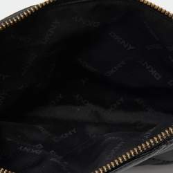 Pre Owned حقيبة كتف دي كيه إن واي جلد مبطن أسود