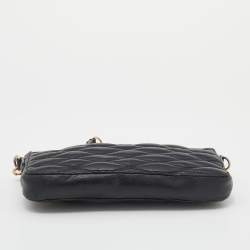 Pre Owned حقيبة كتف دي كيه إن واي جلد مبطن أسود